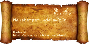 Mansberger Adelmár névjegykártya